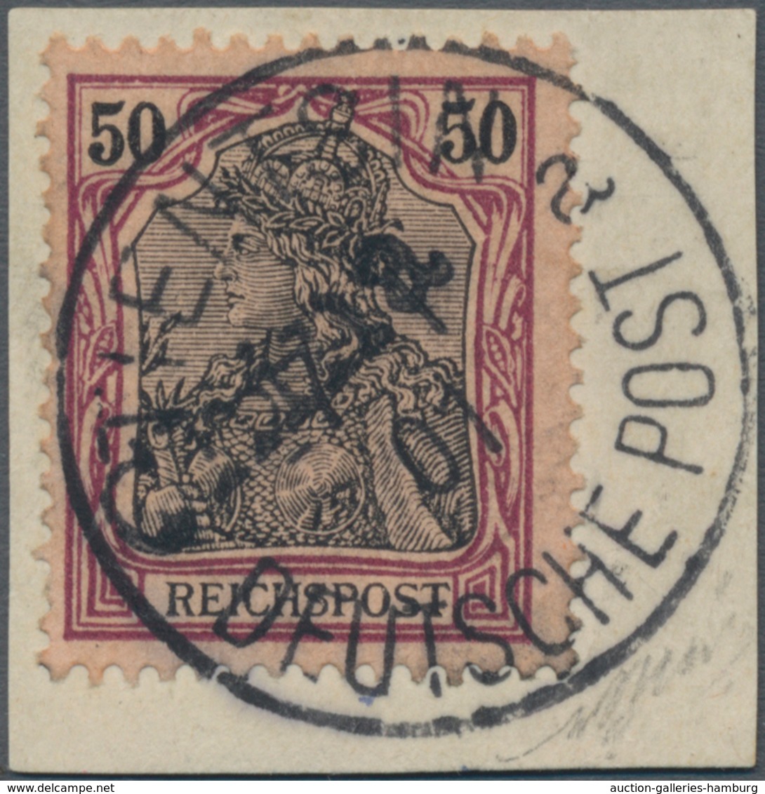 Deutsche Post In China: 1900, 50 Pfg., Handstempel, Sehr Gut Zentriertes Exemplar (kurzer Zahn Oben - Deutsche Post In China