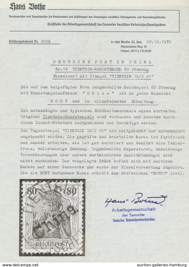 Deutsche Post In China: 1900, 80 Pfennig Handstempel Mit Klarer Entwertung TIENTSIN 16/2 01, Vorzügl - Deutsche Post In China