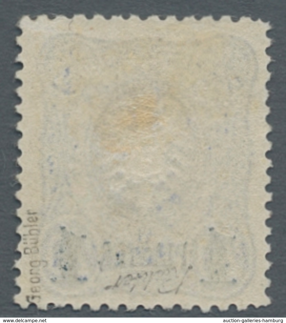 Deutsche Post In Der Türkei: 1884, Pfennig-Ausgabe 20 Pfg. Neudruck Type II Mit Blauem Aufdruck 1 Pi - Turkey (offices)