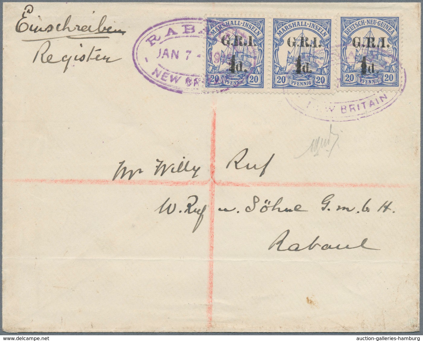 Deutsch-Neuguinea - Britische Besetzung: 1915 (1 JAN.) ADDITIONAL "1d" SURCHARGE ON PREVIOUS ISSUE. - Deutsch-Neuguinea