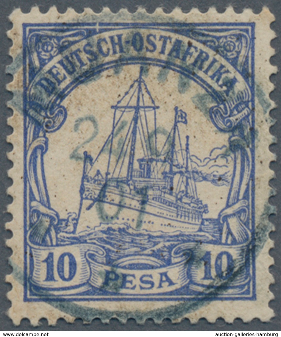 Deutsch-Ostafrika: 1901, 10 Pesa Violettultramarin, Mit Dem Sehr Seltenen PLATTENFEHLER „Bruch Im Ob - Deutsch-Ostafrika