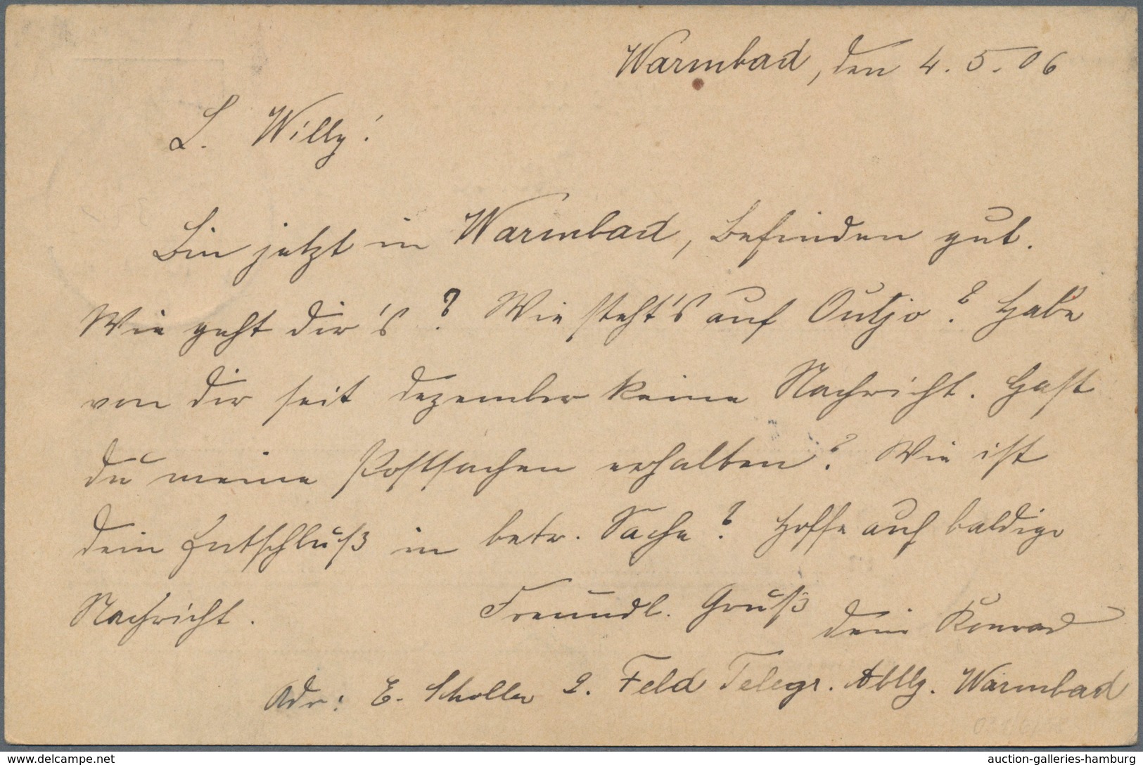 Deutsch-Südwestafrika - Besonderheiten: POSTAMTLICHER AUFKLEBER WINDHUK: 1906, Ganzsachenkarte 5 Pfg - German South West Africa