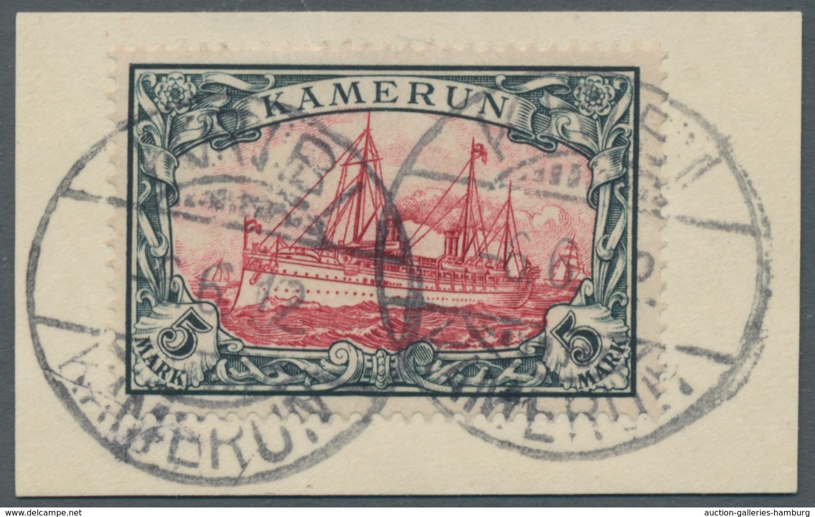 Deutsche Kolonien - Kamerun: 1900, Kaiseryacht 5 Mark In Sehr Guter Erhaltung Entwertet "Kribi 6.6.1 - Camerún