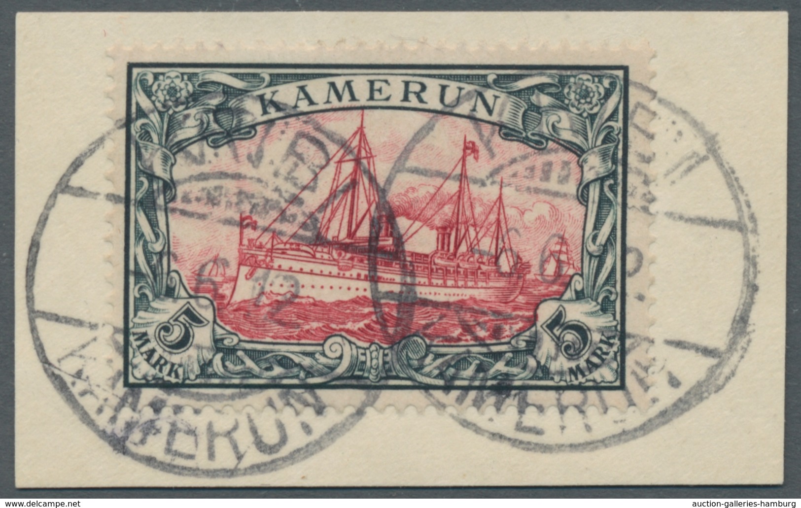 Deutsche Kolonien - Kamerun: 1900, Kaiseryacht 5 Mark In Sehr Guter Erhaltung Entwertet "Kribi 6.6.1 - Cameroun