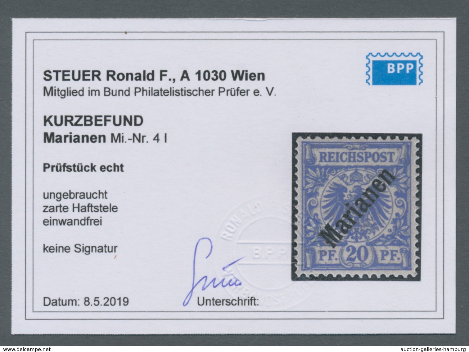 Deutsche Kolonien - Marianen: 1899, 20 Pfg. Diagonaler Aufdruck, Taufrisches Exemplar Mit Zarter Haf - Marianen