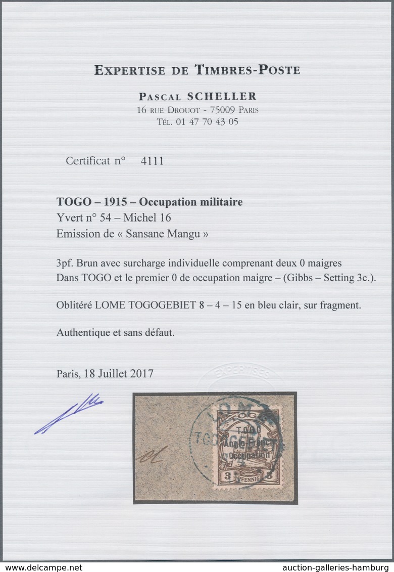 Deutsche Kolonien - Togo - Britische Besetzung: 1914, 3 Pfennig Schiffszeichnung Mit Aufdruck Auf Lu - Togo