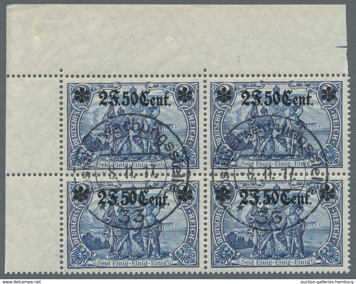 Deutsche Besetzung I. WK: Etappengebiet West: 1916, "1 F. 25 Cent. Und 2 F. 50 Cent Auf Querformaten - Occupation 1914-18