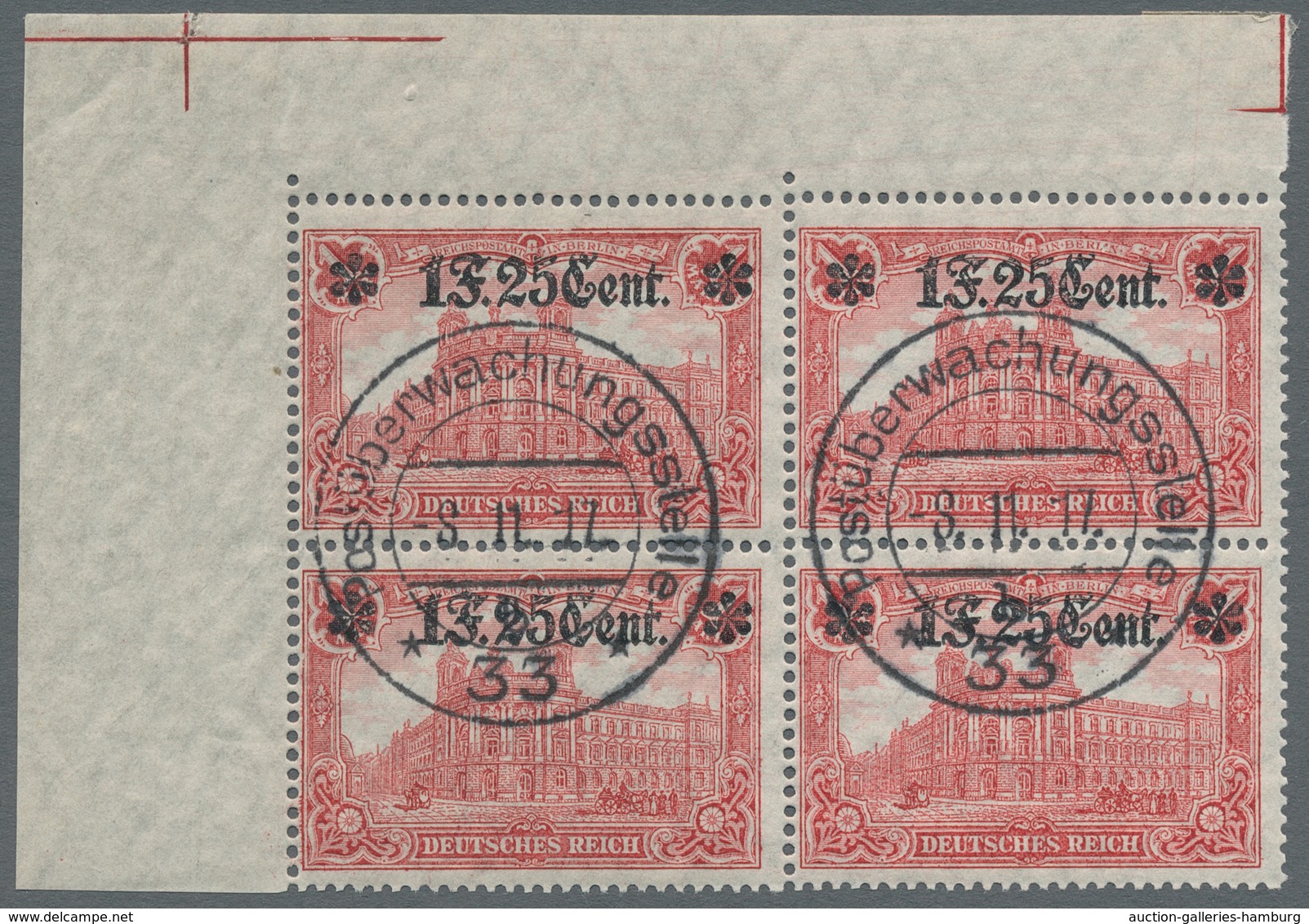 Deutsche Besetzung I. WK: Etappengebiet West: 1916, "1 F. 25 Cent. Und 2 F. 50 Cent Auf Querformaten - Occupation 1914-18