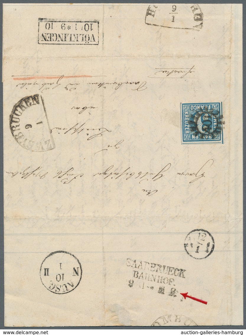 Deutsche Abstimmungsgebiete: Saargebiet: 1852-57, Bahnpoststempel Auf Belegen Aus Frankreich Bzw. Ei - Briefe U. Dokumente