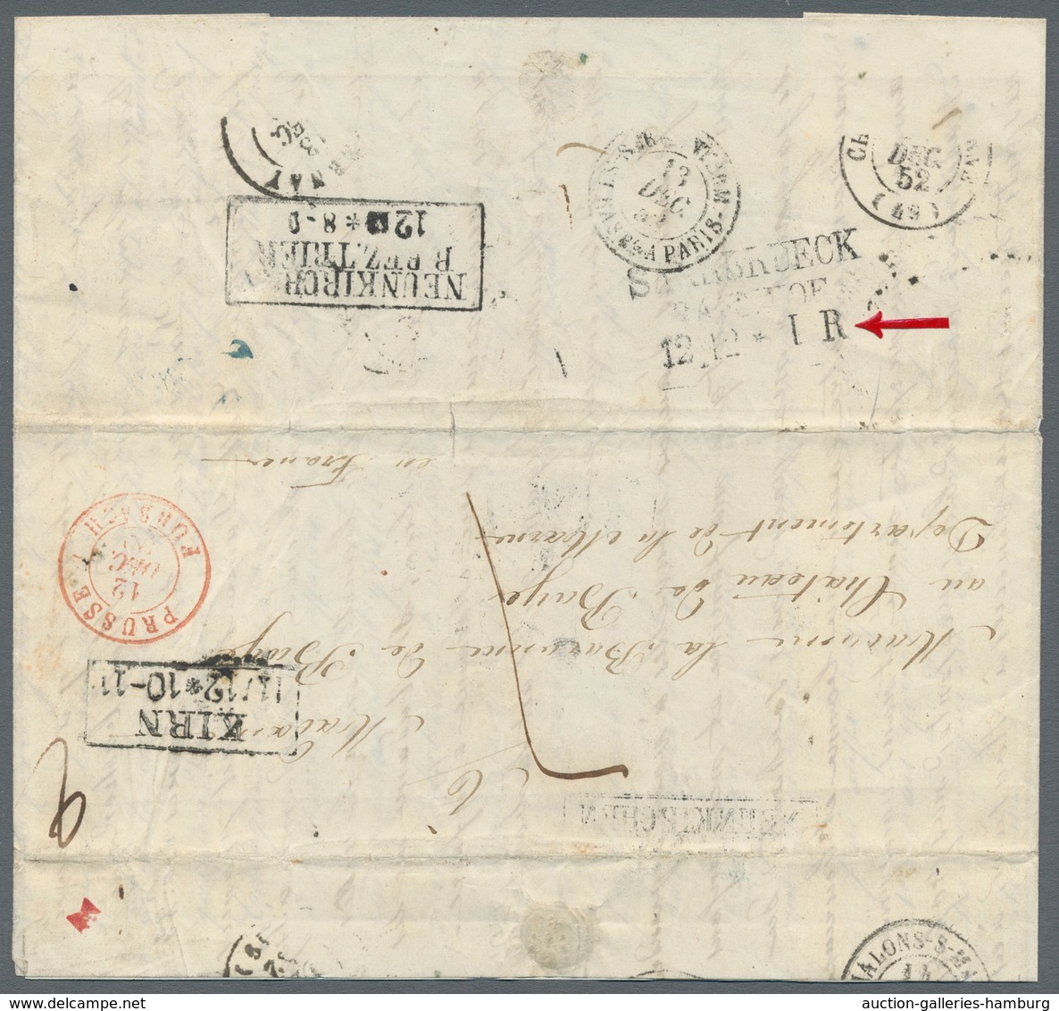 Deutsche Abstimmungsgebiete: Saargebiet: 1852-57, Bahnpoststempel Auf Belegen Aus Frankreich Bzw. Ei - Covers & Documents