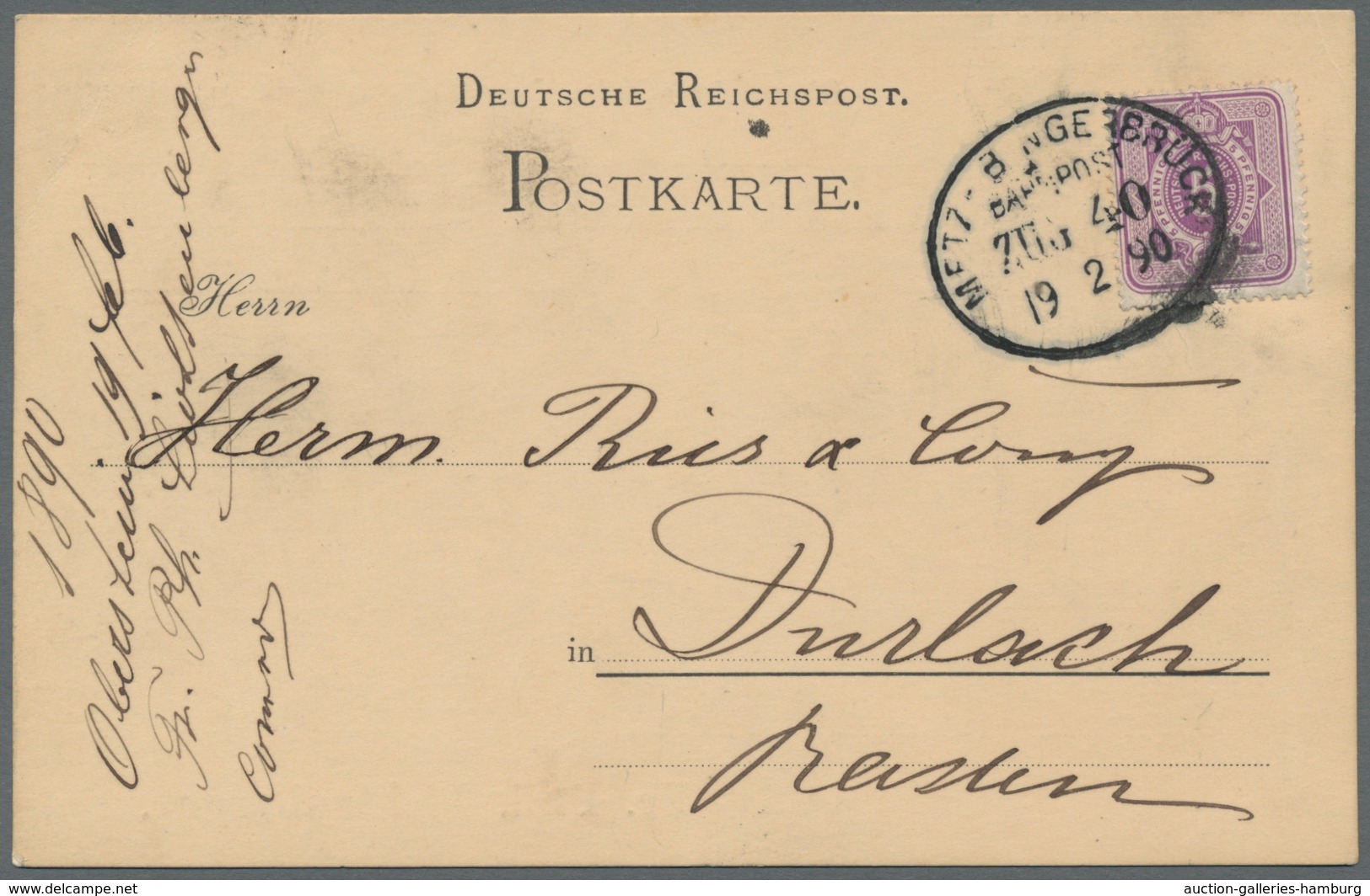 Deutsche Abstimmungsgebiete: Saargebiet: 1885-1905, METZ - BINGERBRÜCK, Fünf Saubere/klare Abschläge - Briefe U. Dokumente