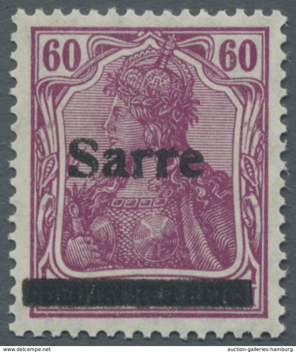 Deutsche Abstimmungsgebiete: Saargebiet: 1920, "60 Pfg. Germania/Sarre Purpurlila", Postfrischer Wer - Covers & Documents