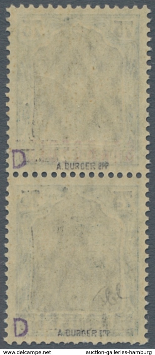 Deutsche Abstimmungsgebiete: Saargebiet: 1920, 75 Pf.Germania, Senkrechtes Paar Postfrisch, Einmal M - Covers & Documents