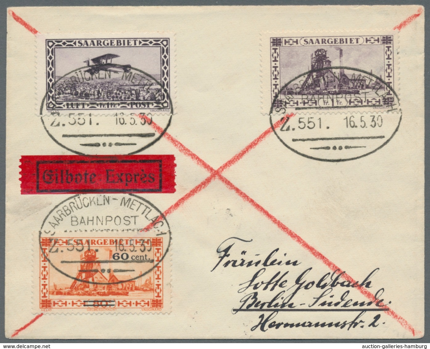 Deutsche Abstimmungsgebiete: Saargebiet: 1920-30, Sechs Frankierte Belege Mit Entwertungen Mit Meist - Covers & Documents