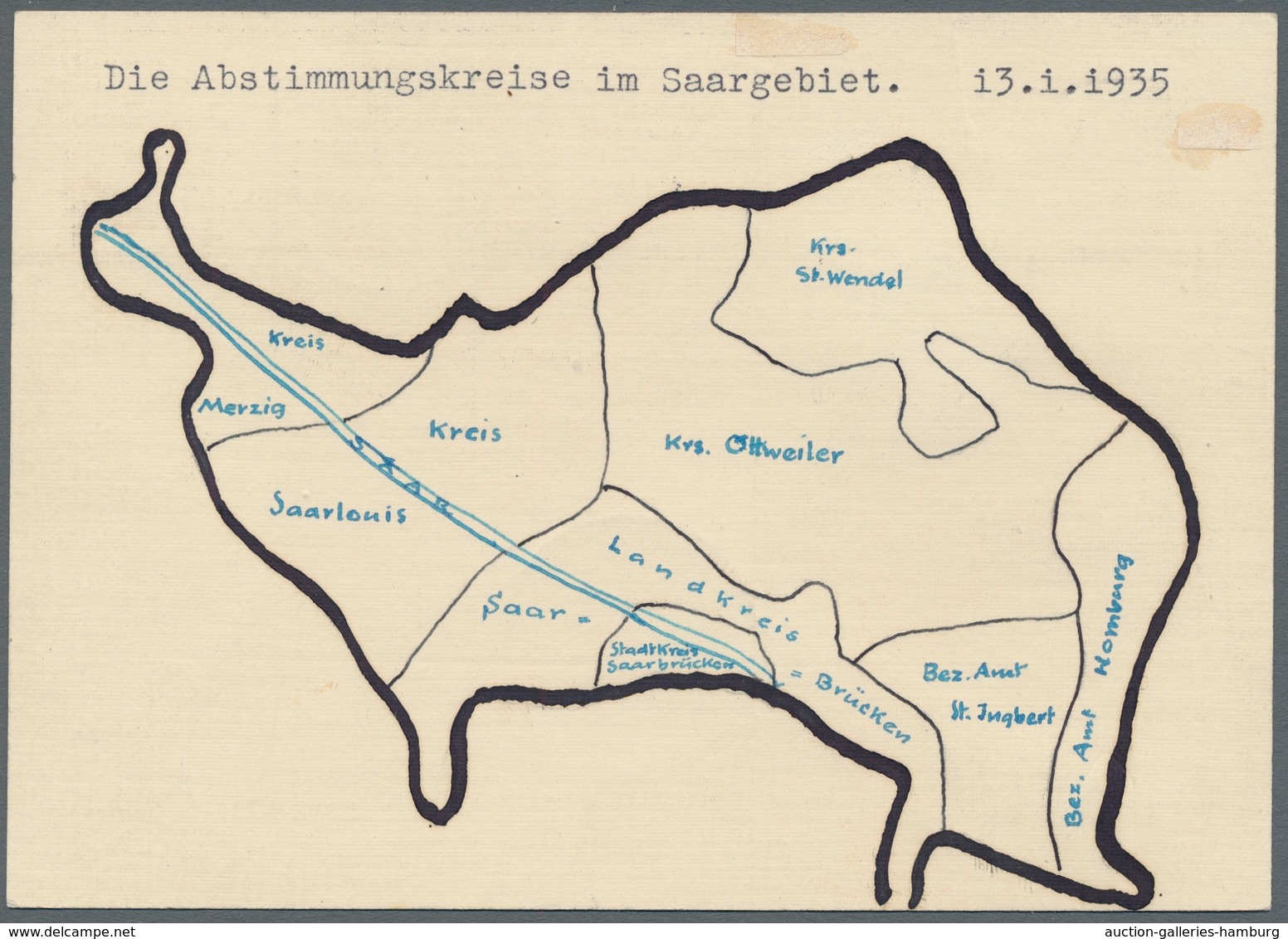 Deutsche Abstimmungsgebiete: Saargebiet: 1935, Volksabstimmung, Propagandakarte, Per Eilboten, Porto - Briefe U. Dokumente