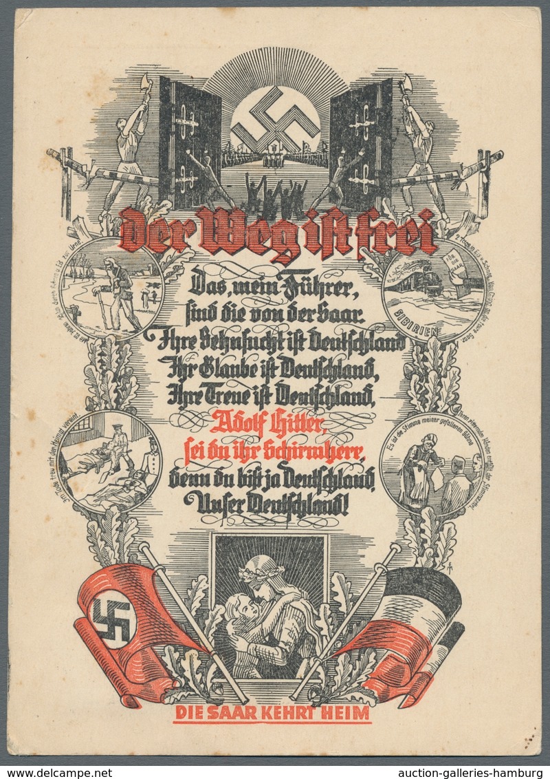 Deutsche Abstimmungsgebiete: Saargebiet: 1935, Volksabstimmung, Propagandakarte "Der Weg Ist Frei", - Covers & Documents