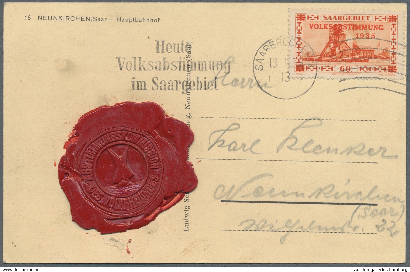 Deutsche Abstimmungsgebiete: Saargebiet: 1935, Volksabstimmung, Zehn Diverse Belege, Erinnerungs-/Pr - Covers & Documents
