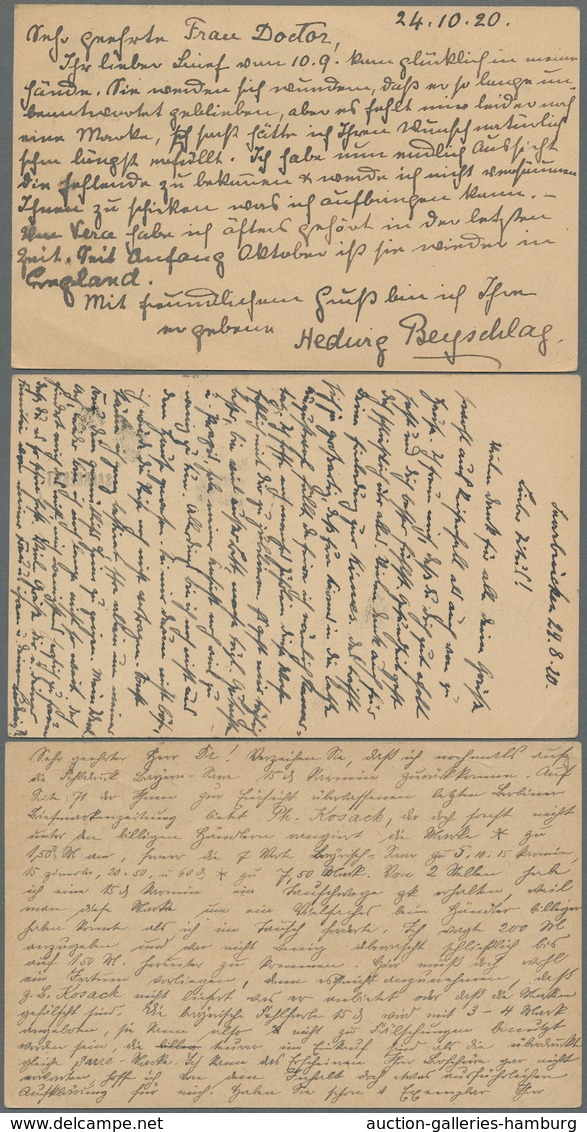 Deutsche Abstimmungsgebiete: Saargebiet - Ganzsachen: 1920-21, Zusammenstellung von 15 gebrauchten G