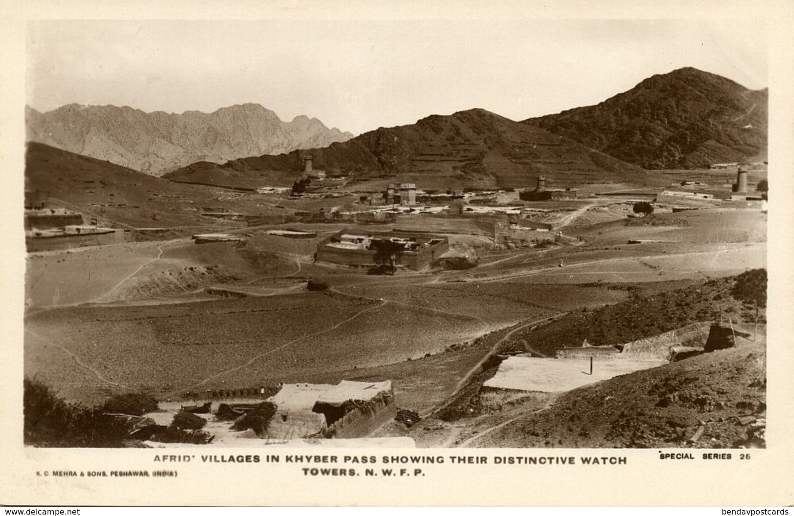 Pakistan, Afridi Villages In Khyber Pass (1920s) RPPC Postcard - Pakistan