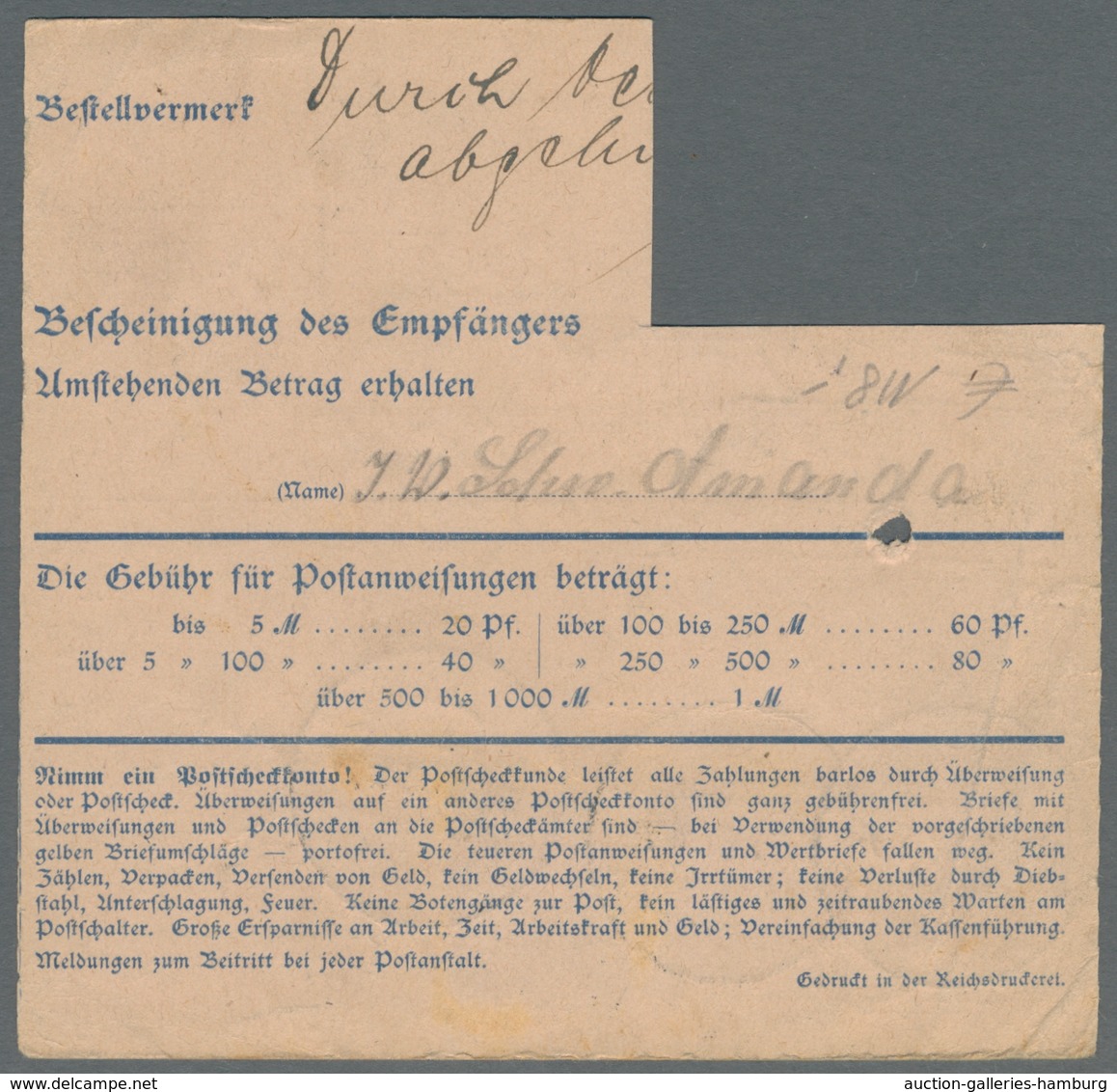Deutsche Abstimmungsgebiete: Saargebiet - Ganzsachen: 1920, "20 Pfg. Germania/Saargebiet", Mit Zusat - Postal Stationery