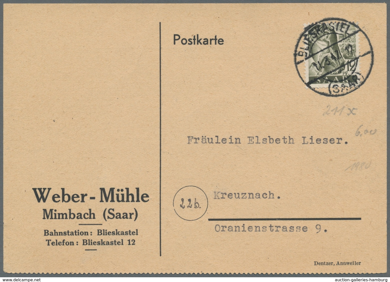 Saarland (1947/56): 1947, "Saar I", Fünf Frankierte Portorichtige Belege In Guter/sehr Guter Erhaltu - Unused Stamps