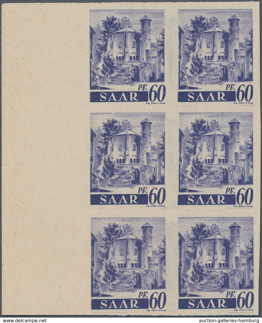 Saarland (1947/56): 1947, Freimarken "Saar I", 3 Pfg. Bis 60 Pfg., Zehn Werte Je In Ungezähnten 6er- - Ungebraucht