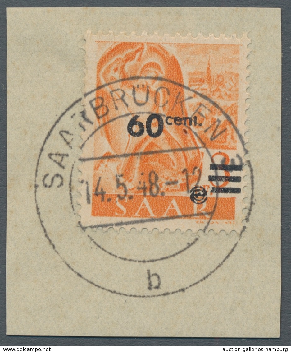 Saarland (1947/56): 1947, "Urdruck"-Ausgabe komplett auf Luxusbriefstücken, einheitlich mit aufrecht