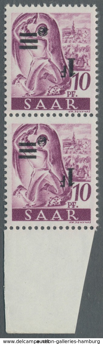 Saarland (1947/56): 1947, "Saar II", Acht Postfrische Werte Mit Kopfstehendem Aufdruck, Einmal Eckza - Unused Stamps