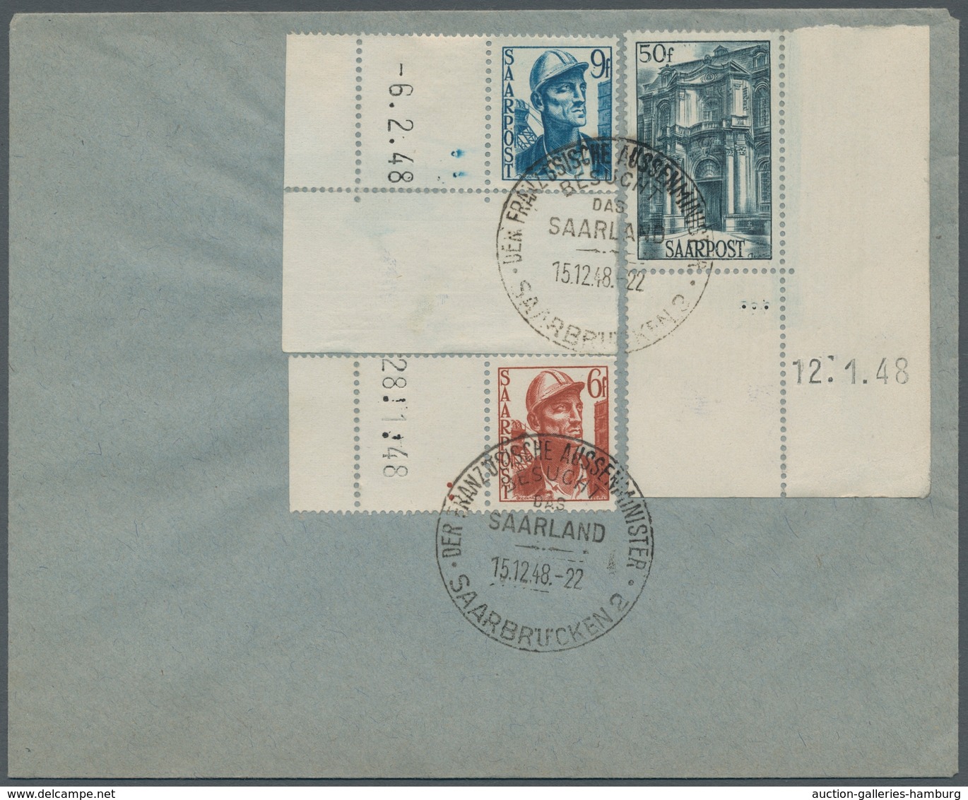 Saarland (1947/56): 1948, "10 C. Bis 50 Fr. Saar III Mit Druckdatum", Mit Ausnahme Der 6 Fr. (Randwe - Unused Stamps