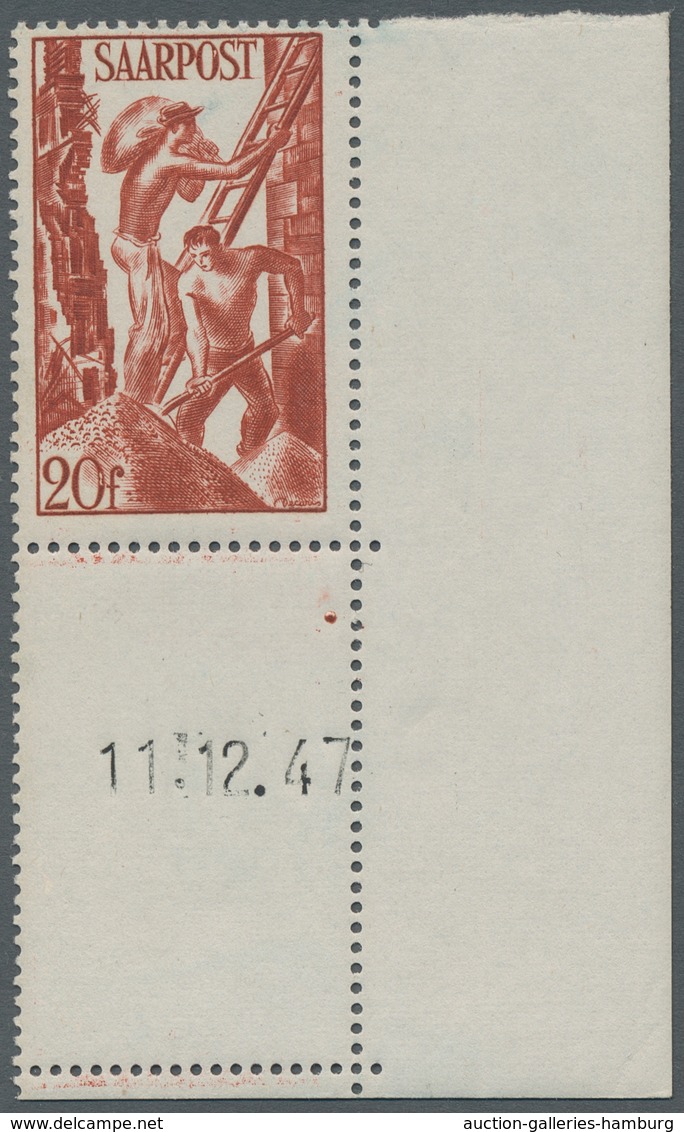 Saarland (1947/56): 1948, "Saar III Mit Druckdatum", Postfrischer Eckrandsatz In Sehr Guter Erhaltun - Unused Stamps