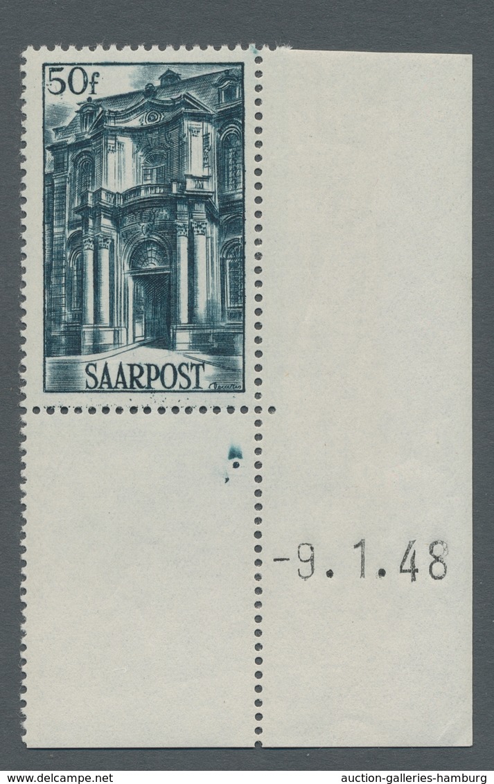 Saarland (1947/56): 1948, "Saar III Mit Druckdatum", Postfrischer Eckrandsatz In Sehr Guter Erhaltun - Unused Stamps