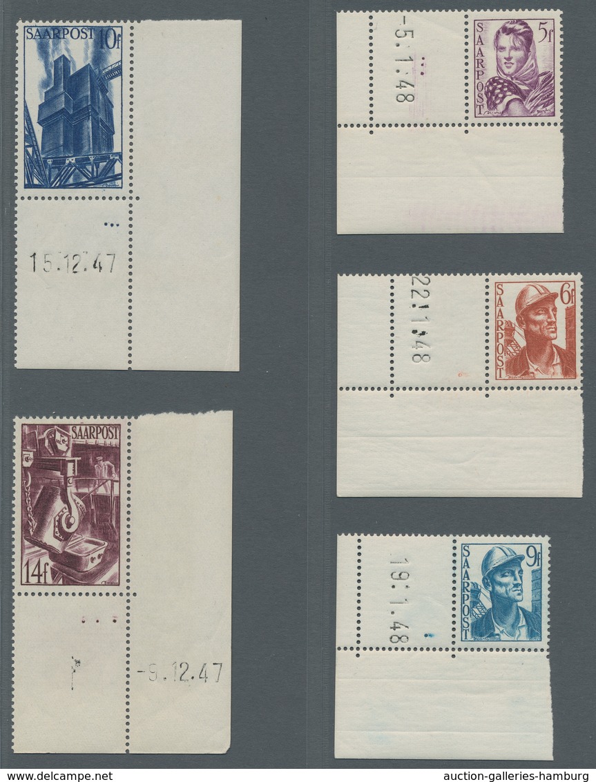 Saarland (1947/56): 1948, "Saar III mit Druckdatum", postfrischer Eckrandsatz in sehr guter Erhaltun