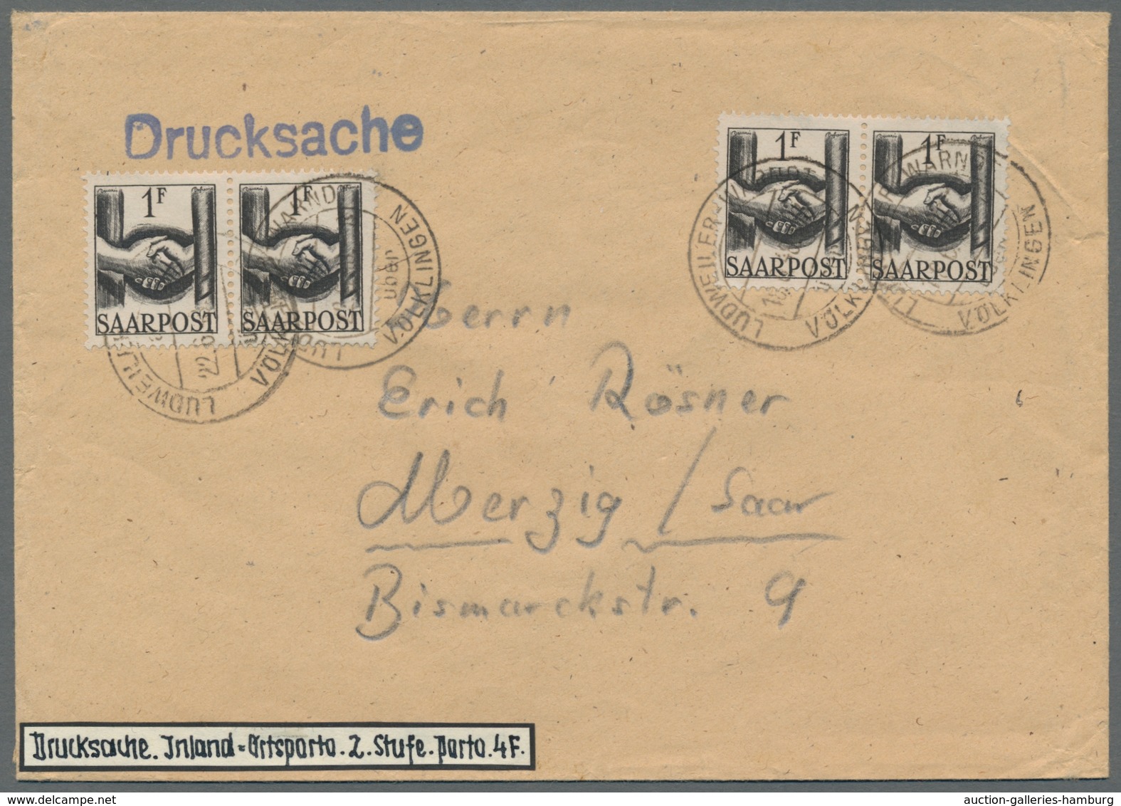 Saarland (1947/56): 1948, "1 Fr. Saar III", Sehr Seltene Portorichtige EF Auf Zeitungsschleife Sowie - Unused Stamps
