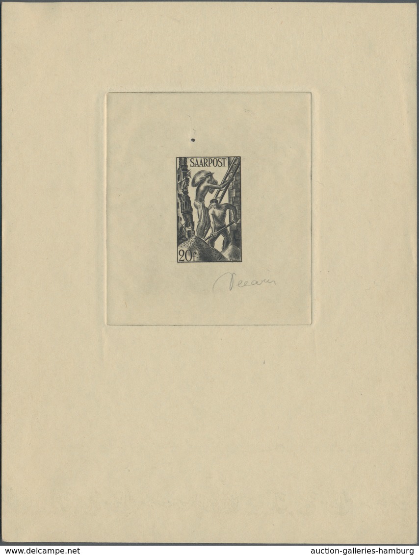 Saarland (1947/56): 1948, 4 Künstlerblocks In Schwarz Im Format 140x180cm Auf Kartonpaper Mit Handsc - Unused Stamps
