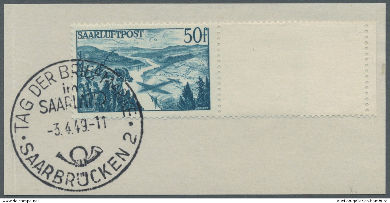 Saarland (1947/56): 1948, "50 Und 200 Fr. Flugpost Saar III Mit Leerfeld", Sauber Je Mit SST Auf Lux - Unused Stamps