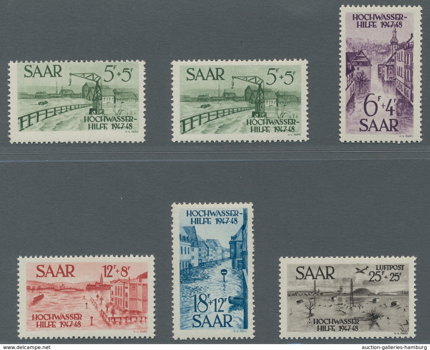 Saarland (1947/56): 1948, "Hochwasserhilfe", Postfrischer Satz In Tadelloser Erhaltung, Dazu Die 5 F - Unused Stamps