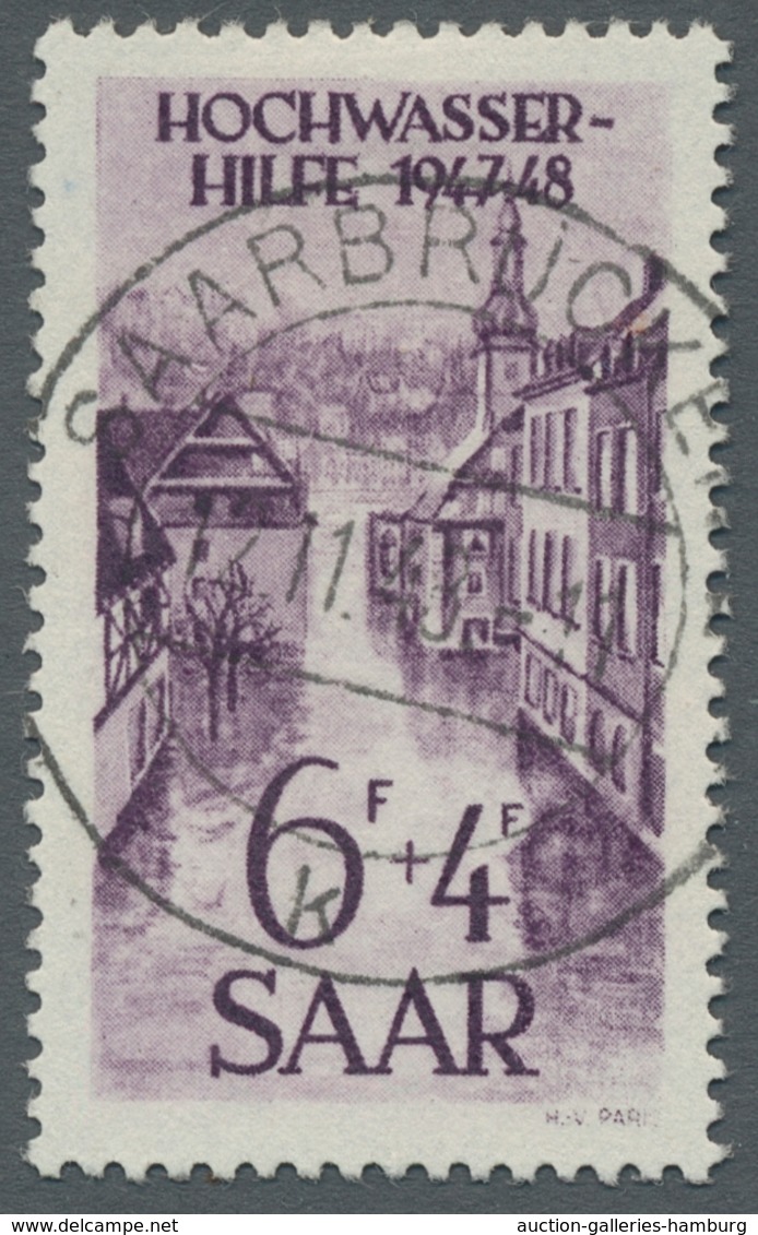 Saarland (1947/56): 1948, "6 Fr. Hochwasserhilfe Mit PLF I", Zentral Gestempelter Wert In Tadelloser - Unused Stamps