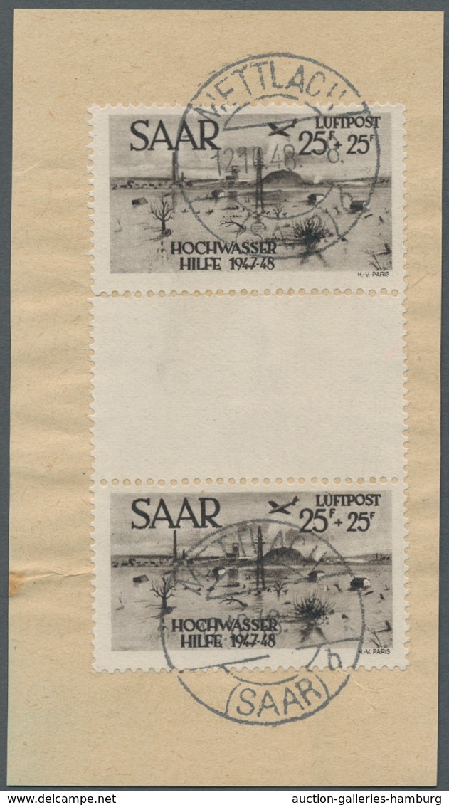 Saarland (1947/56): 1948, "25 Fr. Hochwasserhilfe Als Senkrechtes Zwischenstegpaar", Sauber Mit Zwei - Unused Stamps