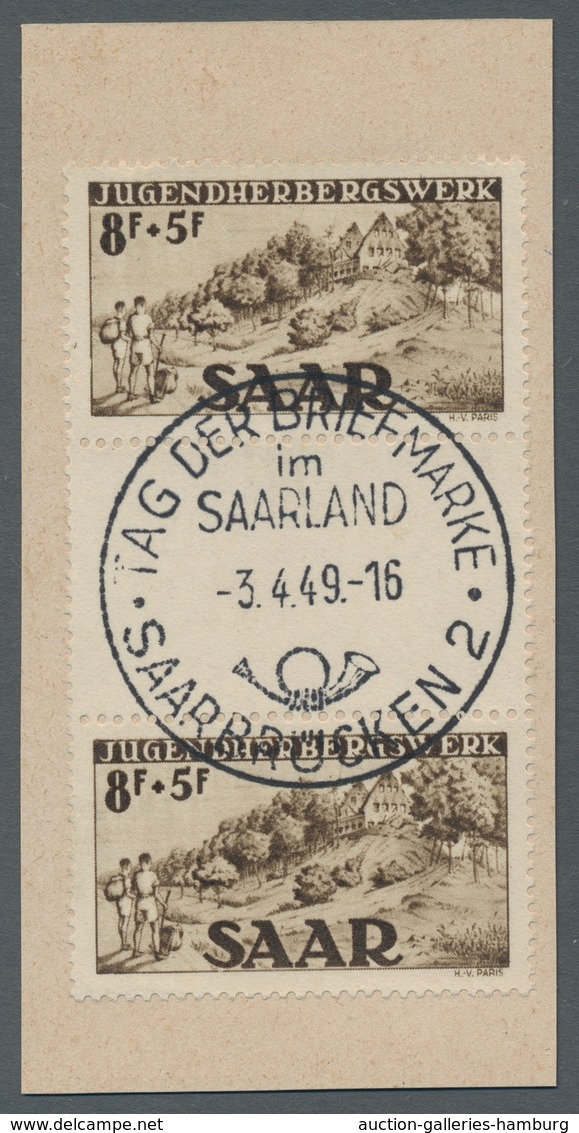 Saarland (1947/56): 1949, "Jugenherbergswerk Als Zwischenstegpaare", Sauber Gestempelte Einheiten In - Unused Stamps