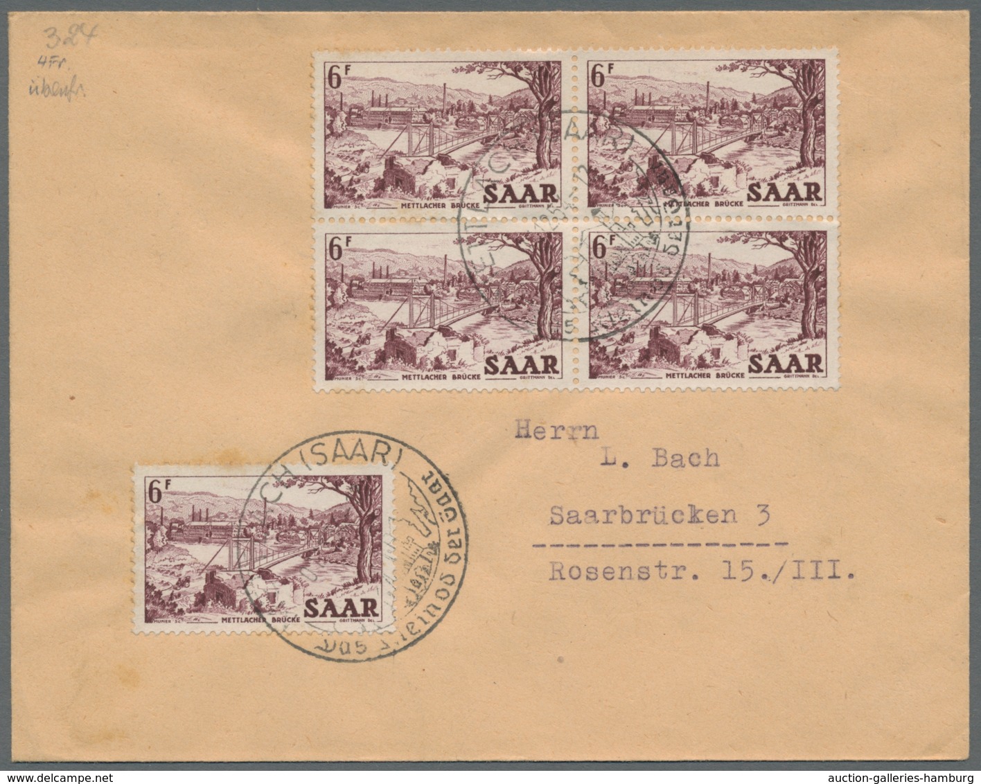 Saarland (1947/56): 1949-57, Sechs Frankierte Belege Mit EF Bzw. MeF In Guter Erhaltung, Dabei Eine - Unused Stamps