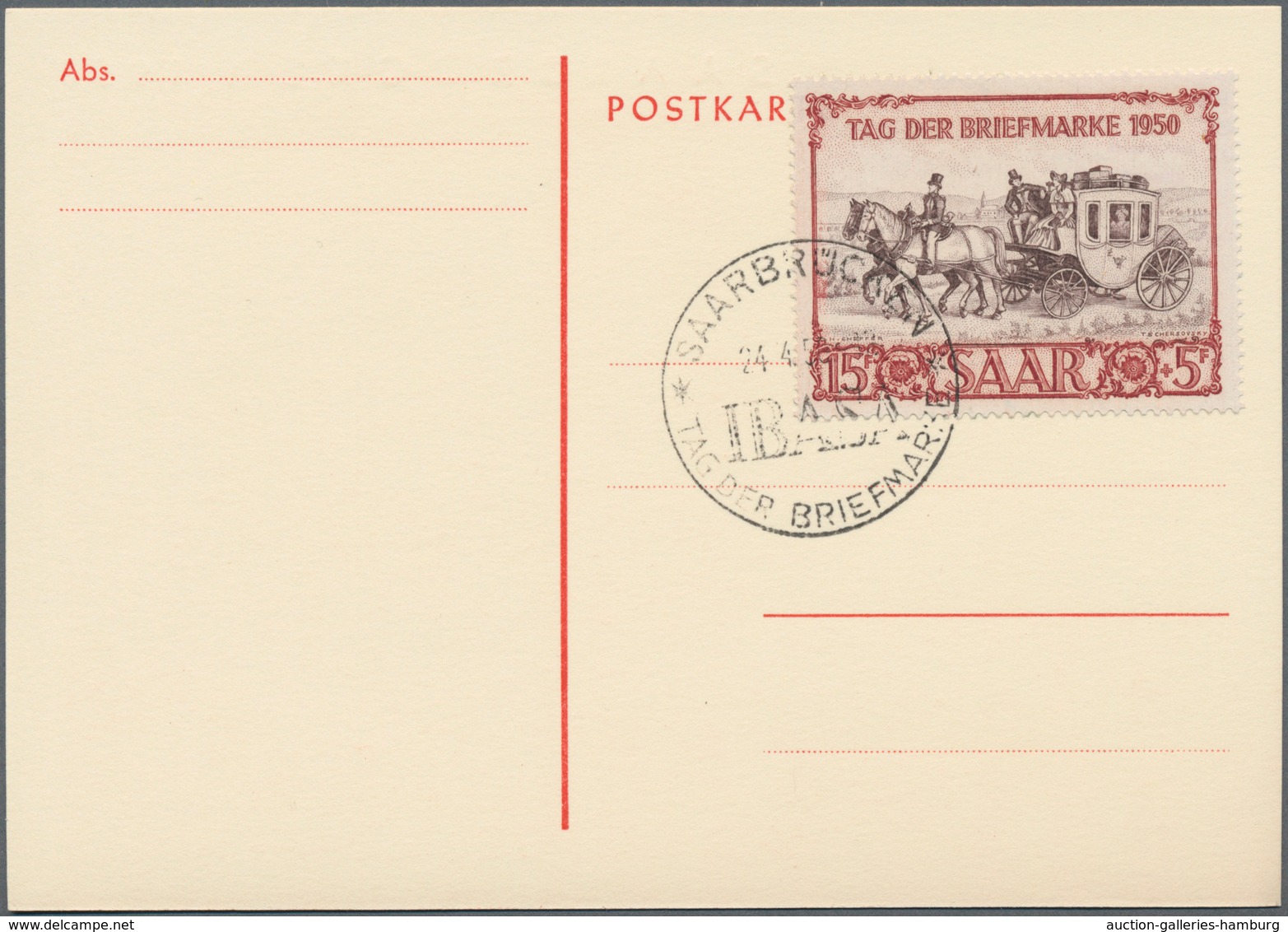 Saarland (1947/56): 1950, 15+5 Fr IBASA Aus Der Linken Unteren Bogenecke Mit Bogen-Nr. "74766" Und R - Unused Stamps