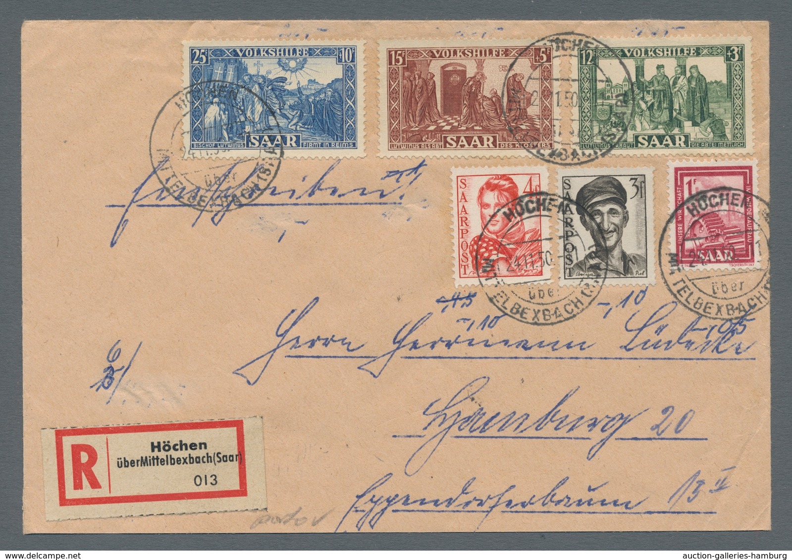 Saarland (1947/56): 1950, Volkshilfe, Der Komplette Satz Mit Zufrakatur Auf Zwei Portorichtigen R-Br - Unused Stamps