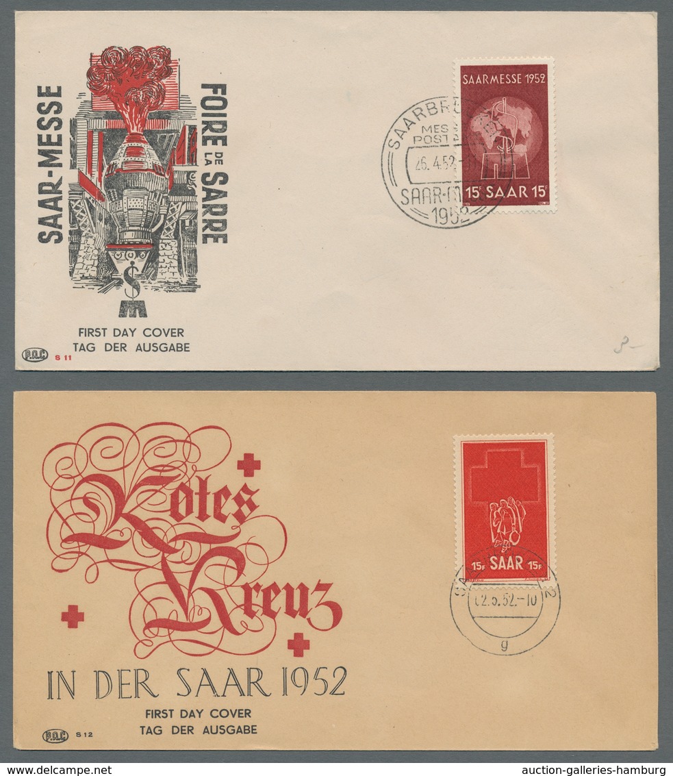 Saarland (1947/56): 1952, Saarmesse Und Rotes Kreuz Je FDC Und Maximumkarte, Mi. 240,- Euro. - Ungebraucht