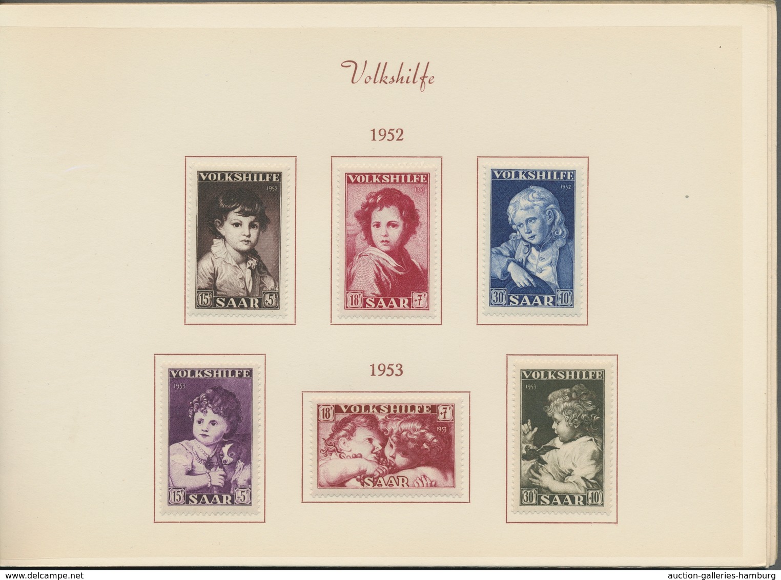 Saarland (1947/56): 1952-54, Offizielles Geschenkheft Mit Kordellbindung Und Insgesamt 22 Ungebrauch - Unused Stamps