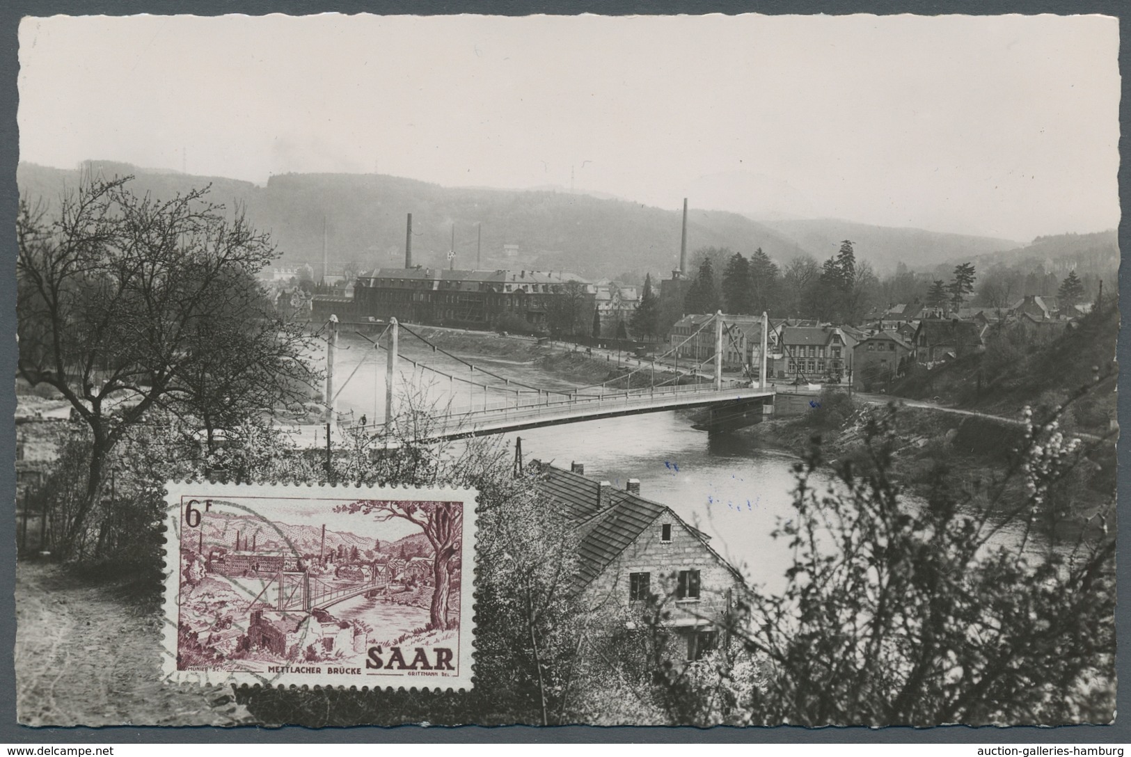 Saarland (1947/56): 1952, "6 Fr. Saar V" Bildseitig Auf Bild- Und Motivgleicher AK Als Maximumkarte - Unused Stamps