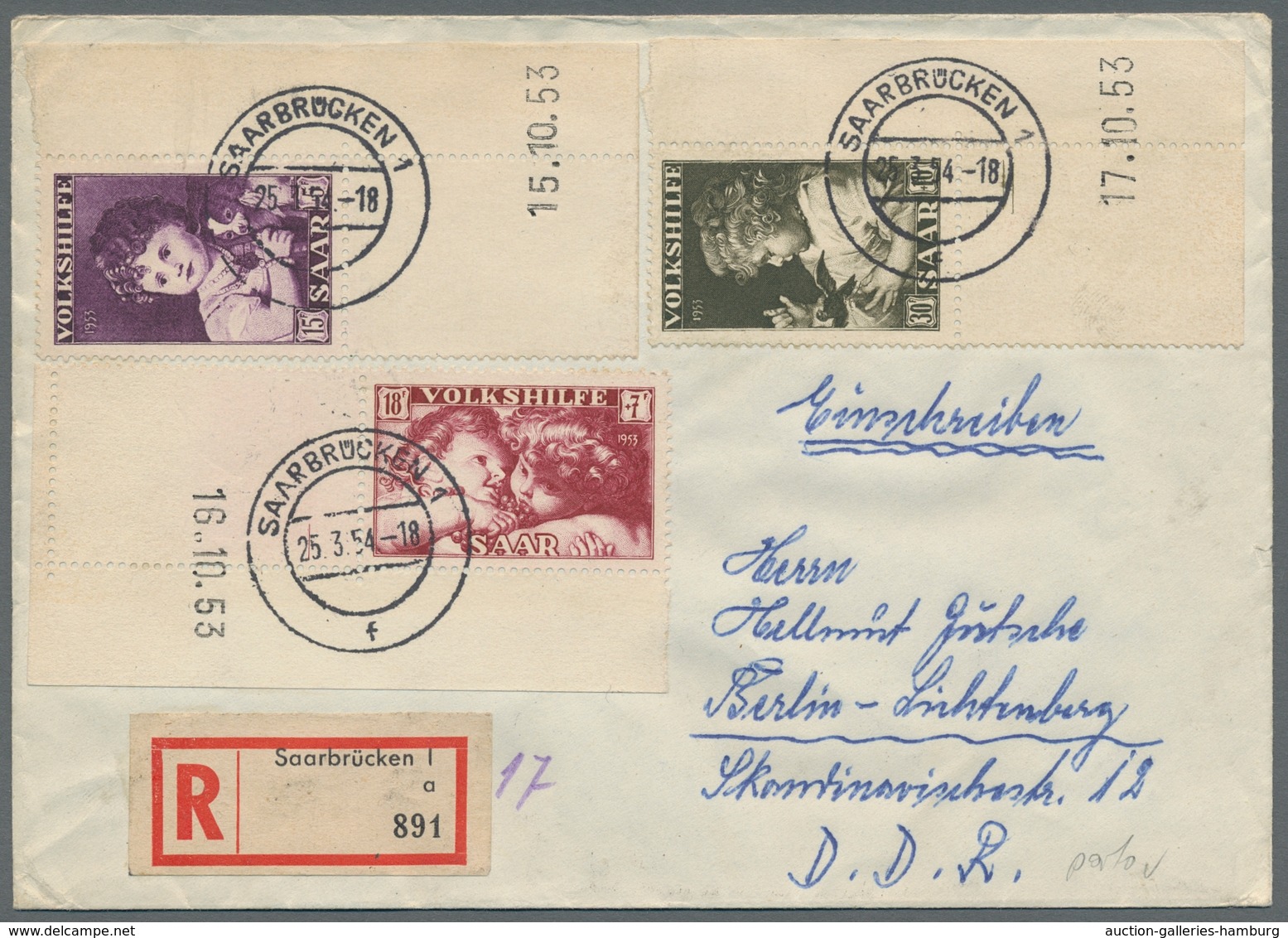 Saarland (1947/56): 1953-54, "Volkshilfe Gemälde III-IV Je Mit Druckdatum", Sauber Gestempelter Satz - Unused Stamps