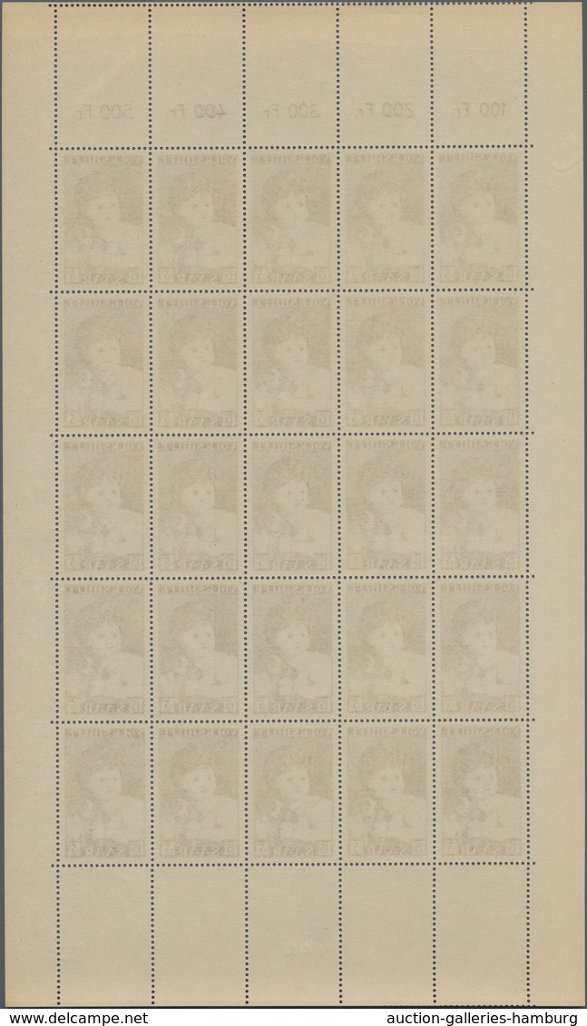 Saarland (1947/56): 1953, Volkshilfe Kpl. BOGENSATZ Mit Je 25 Stück Incl. Bogen-Nummern Und Druckdat - Unused Stamps