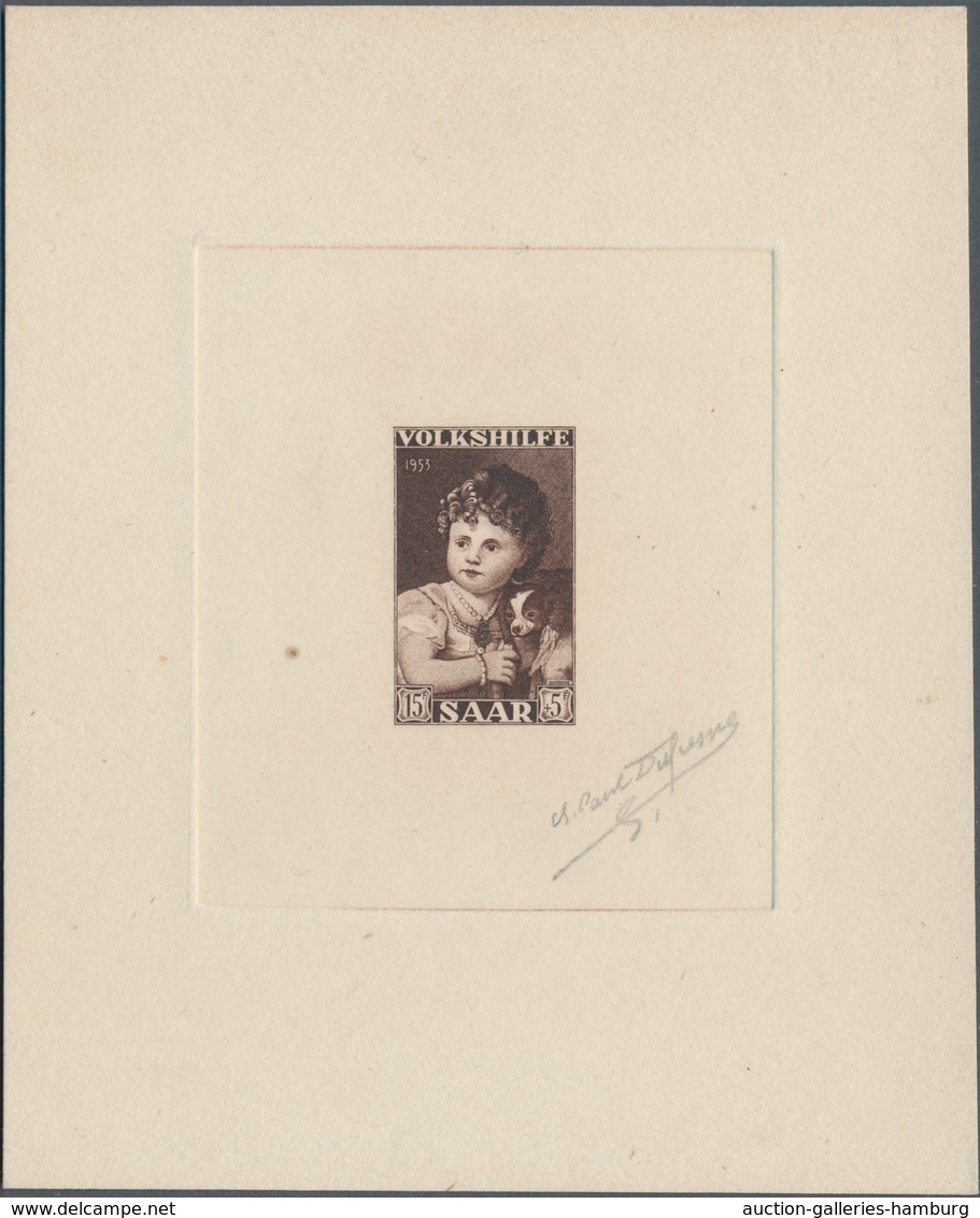 Saarland (1947/56): 1953, 15+5 Volkshilfe Braun Vorlagekarton Im Format 118x142mm Auf Kartonpapier M - Unused Stamps
