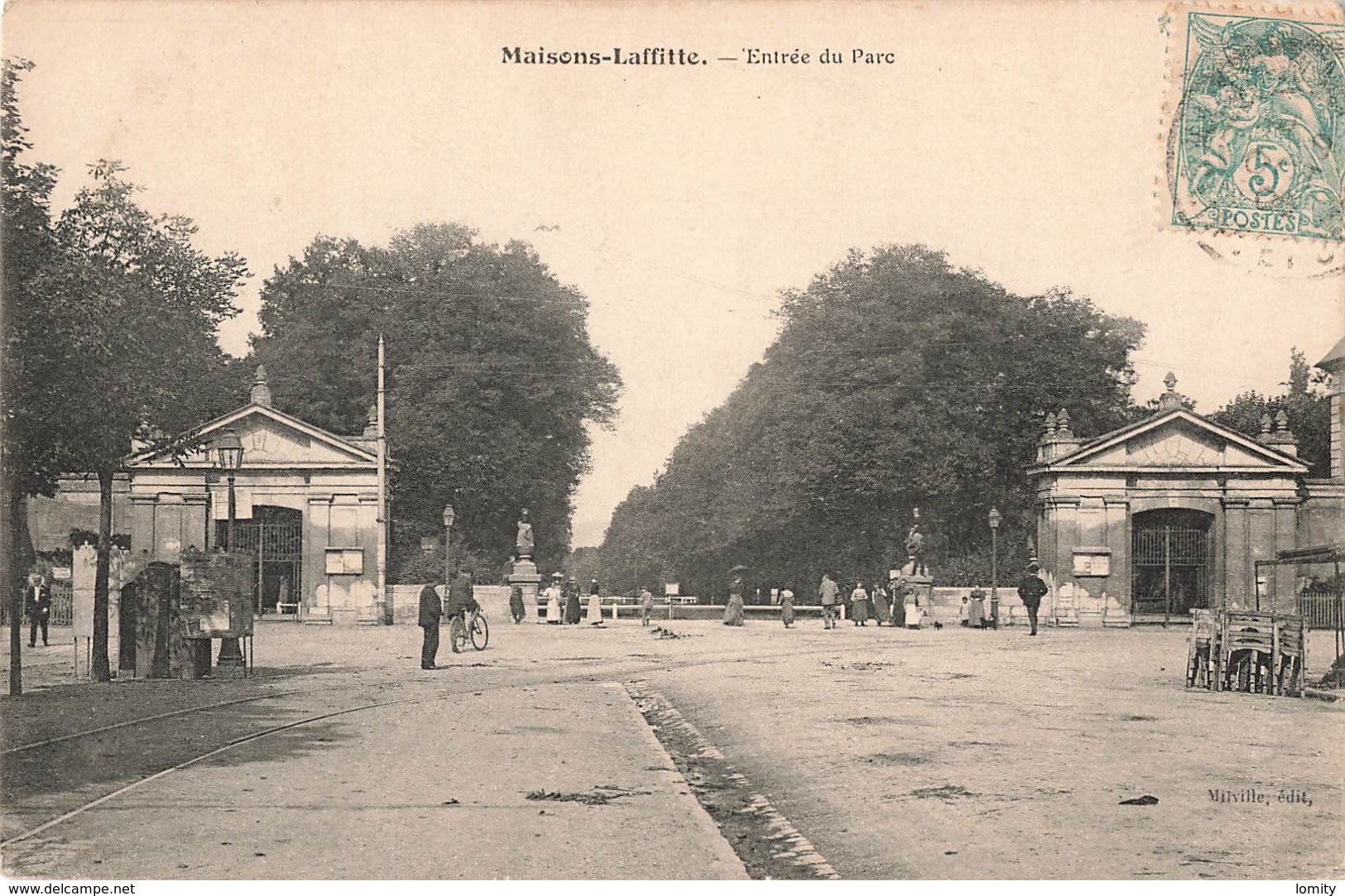 78 Maisons Laffitte Entrée Du Parc Cpa Carte Animée Edit Milville - Maisons-Laffitte