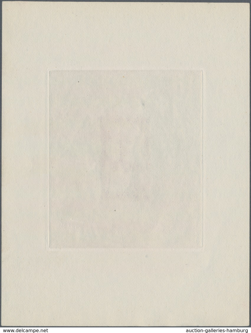 Saarland (1947/56): 1956, 5+2 Fr Denkmäler - Künstlerblock In Farbe Blau Auf Kartonpapier Im Format - Ungebraucht